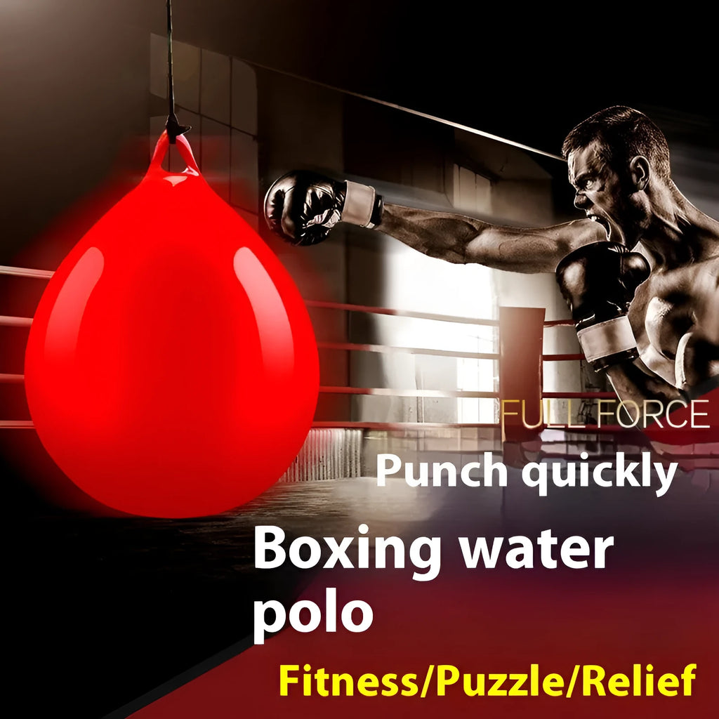 Red water filled PVC boxing reaction ball with hook rope for speed training