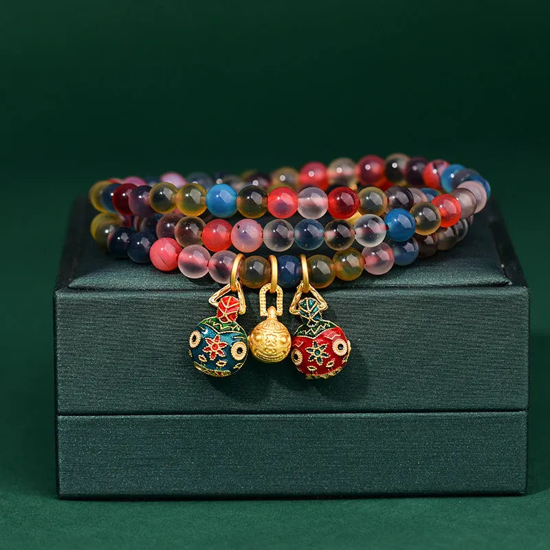 Dzogchen half pond agate bracelet with sugar heart fragrant gray glaze and swallowing gold beast charm