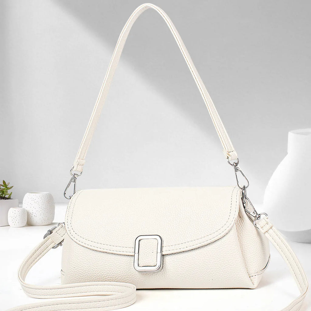 Ladies' PU leather shoulder handbag in six colour options with crossbody strap