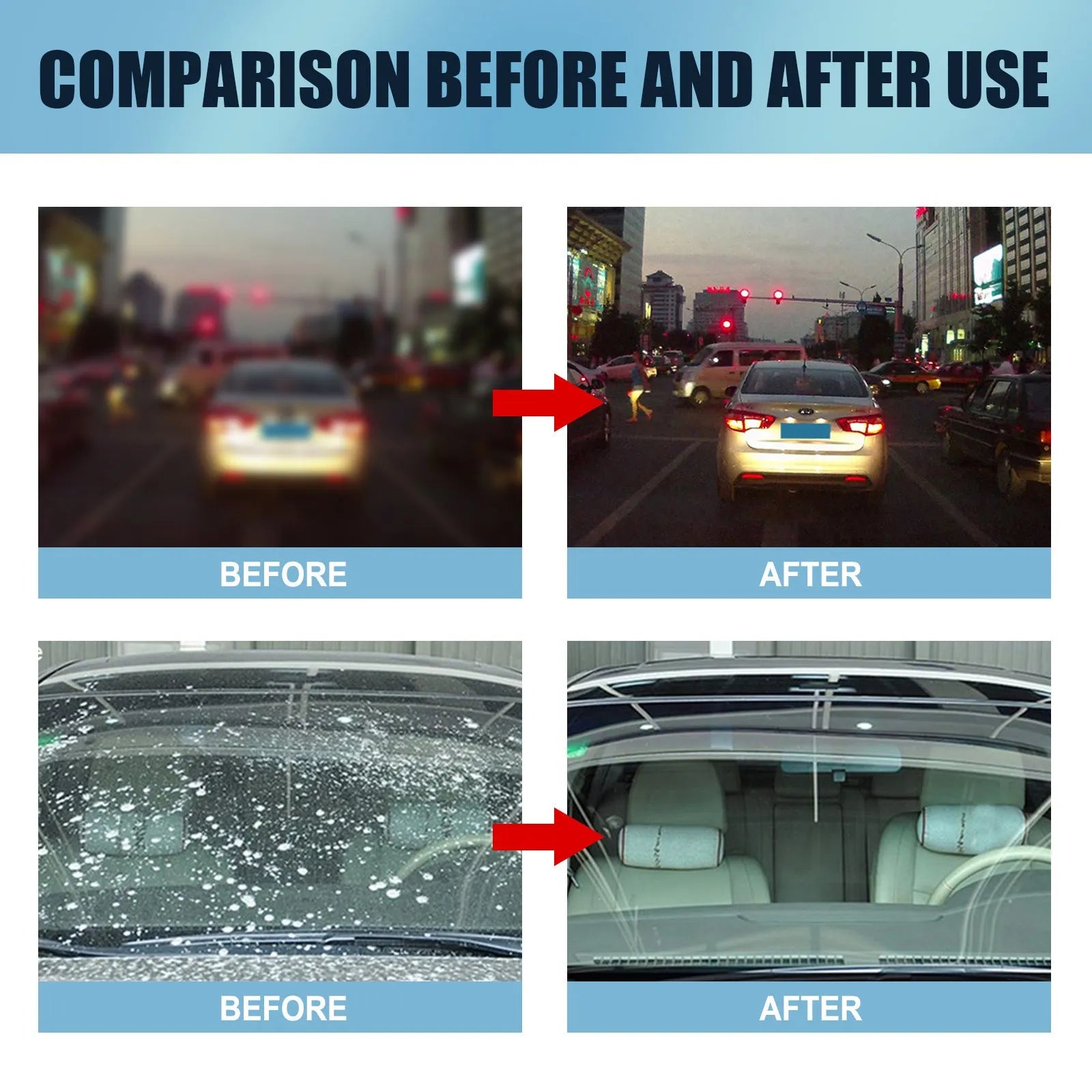 Blue car glass oil film remover with soft sponge applicator for windscreen cleaning