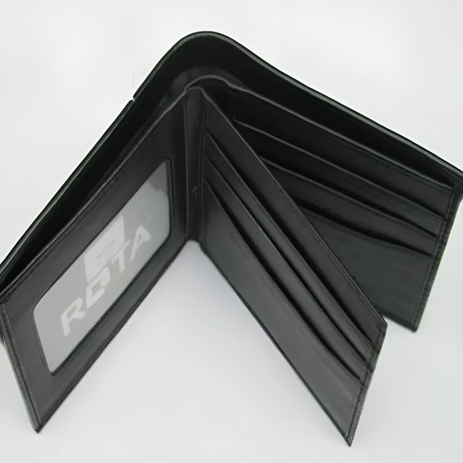 Pearl fishskin texture genuine leather wallet with horizontal square shape and sewing thread detail