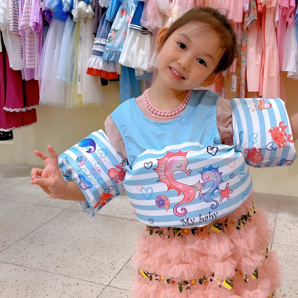 Children's inflatable arm swimming ring with cartoon designs for water safety