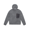 Breathable pullover hoodie for men – polyester fibre blend with zip pocket, black colour, front view