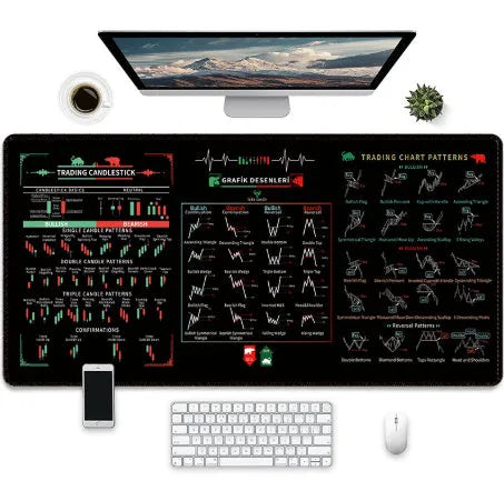 Game themed rubber mouse pad with non-slip natural rubber base on wooden desk