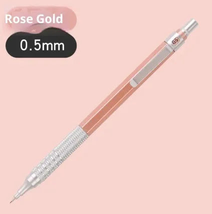 Low centre of gravity metal propelling pencil in black with metal barrel and visible tip