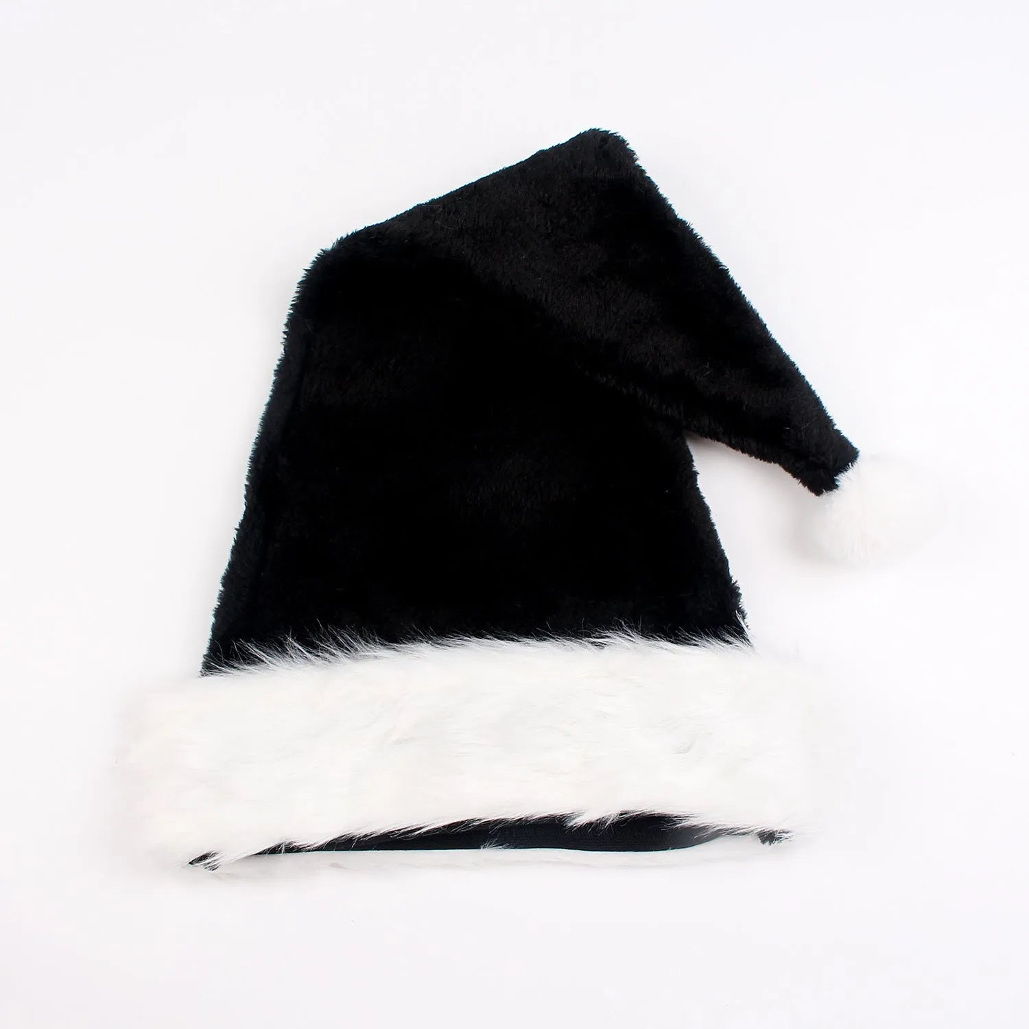 Plush Christmas hat in black and white or red and black colours with 56cm sizing for adult festive headwear