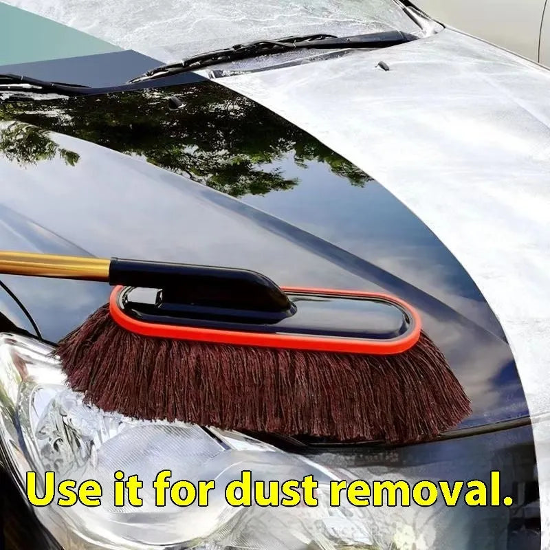 Telescopic wax duster car wash mop with alloy handle and brown line telescopic design