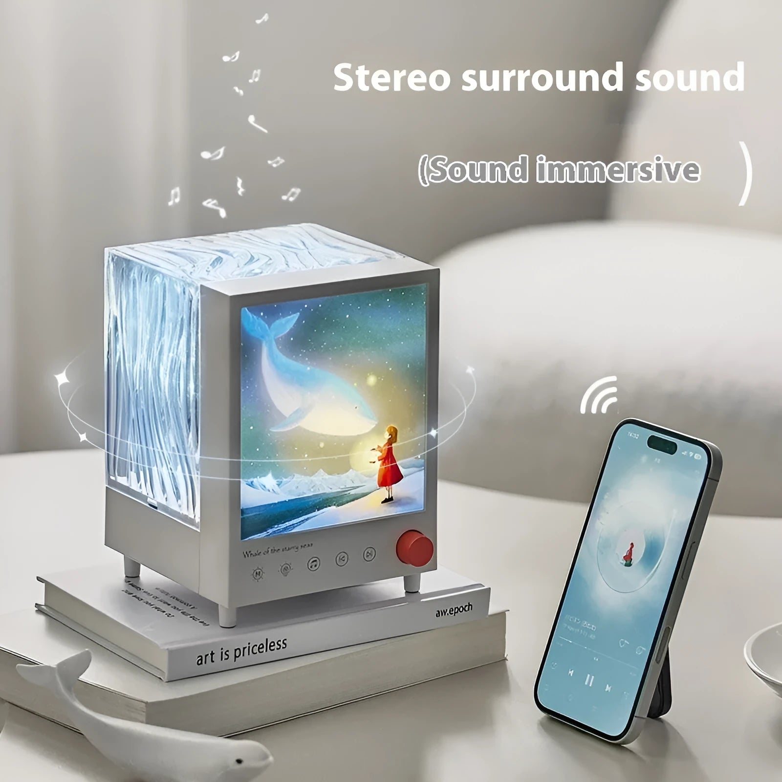 Aurora Treasure Box Star Sea Whale atmosphere projection lamp showing compact design.