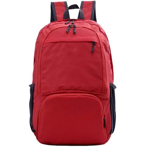 26-inch foldable waterproof backpack in Oxford cloth, shown in multiple colour options.