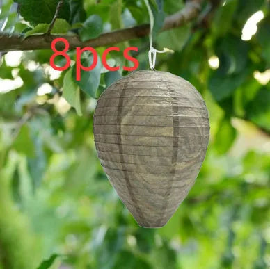 White beehive-shaped paper lantern with hexagonal pattern, measuring 22cm by 28cm.