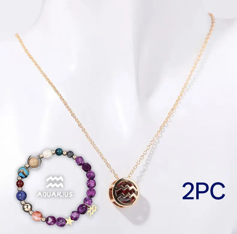Natural stone beaded necklace and bracelet set in bohemian style with semi-precious gemstones