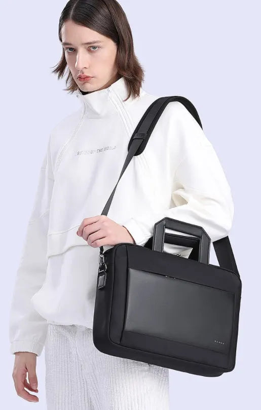 Large capacity Oxford cloth computer bag for 15 inch laptop in black solid colour design