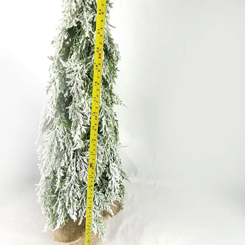 24 inch desktop Christmas tree with battery-operated snow sprayer lights and ornaments