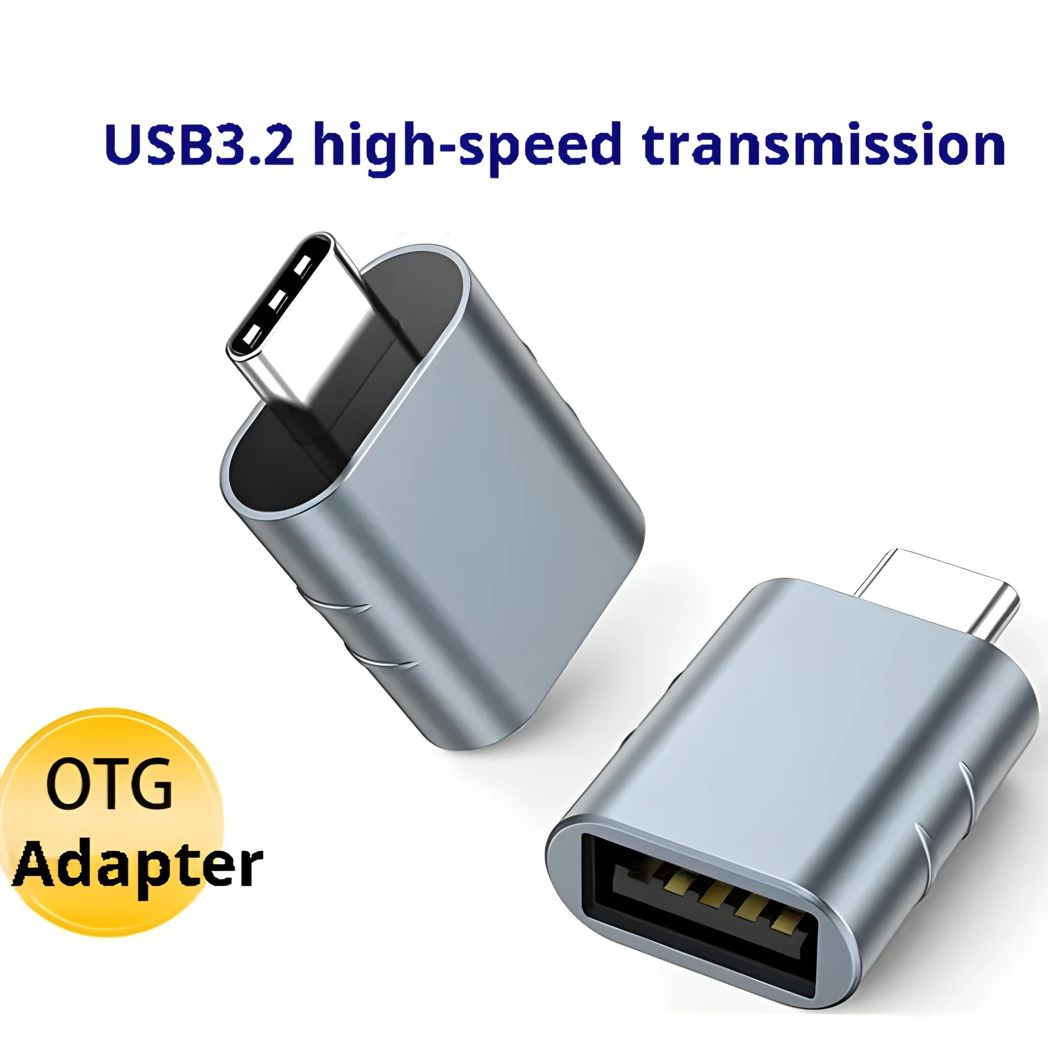 USB data and charging converter in zinc alloy shell, colours include Champagne Gold and Space Grey.