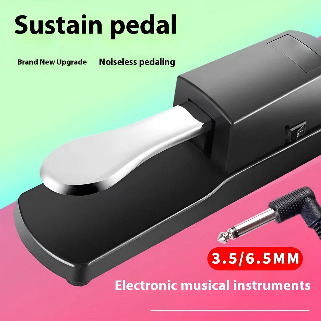 Universal MIDI keyboard sustain pedal with ABS plastic housing and metal footplate