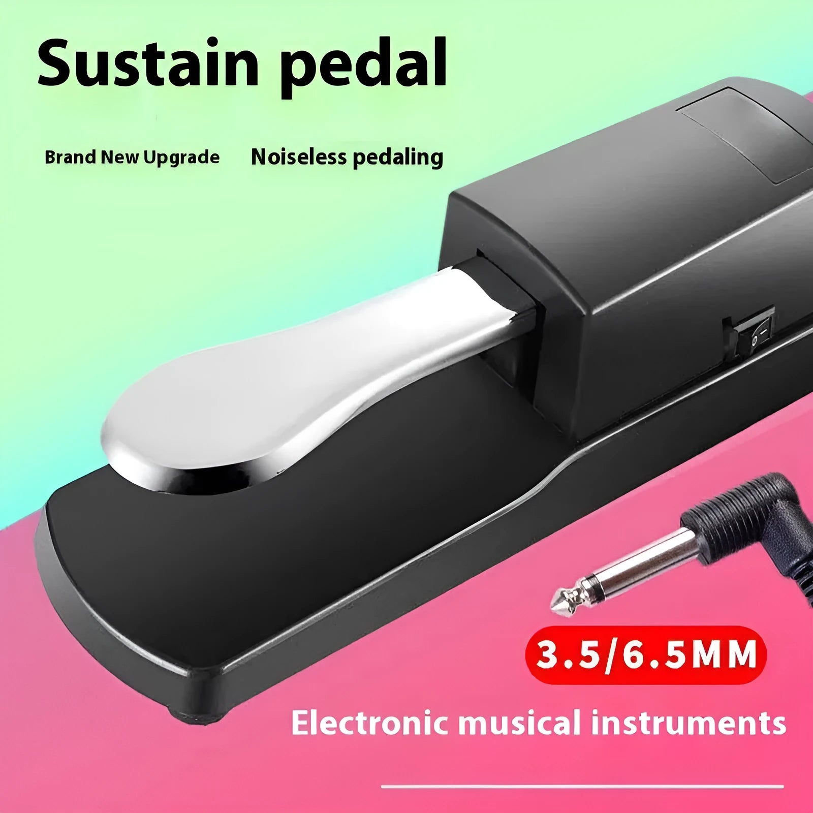 Universal MIDI keyboard sustain pedal with ABS plastic housing and metal footplate