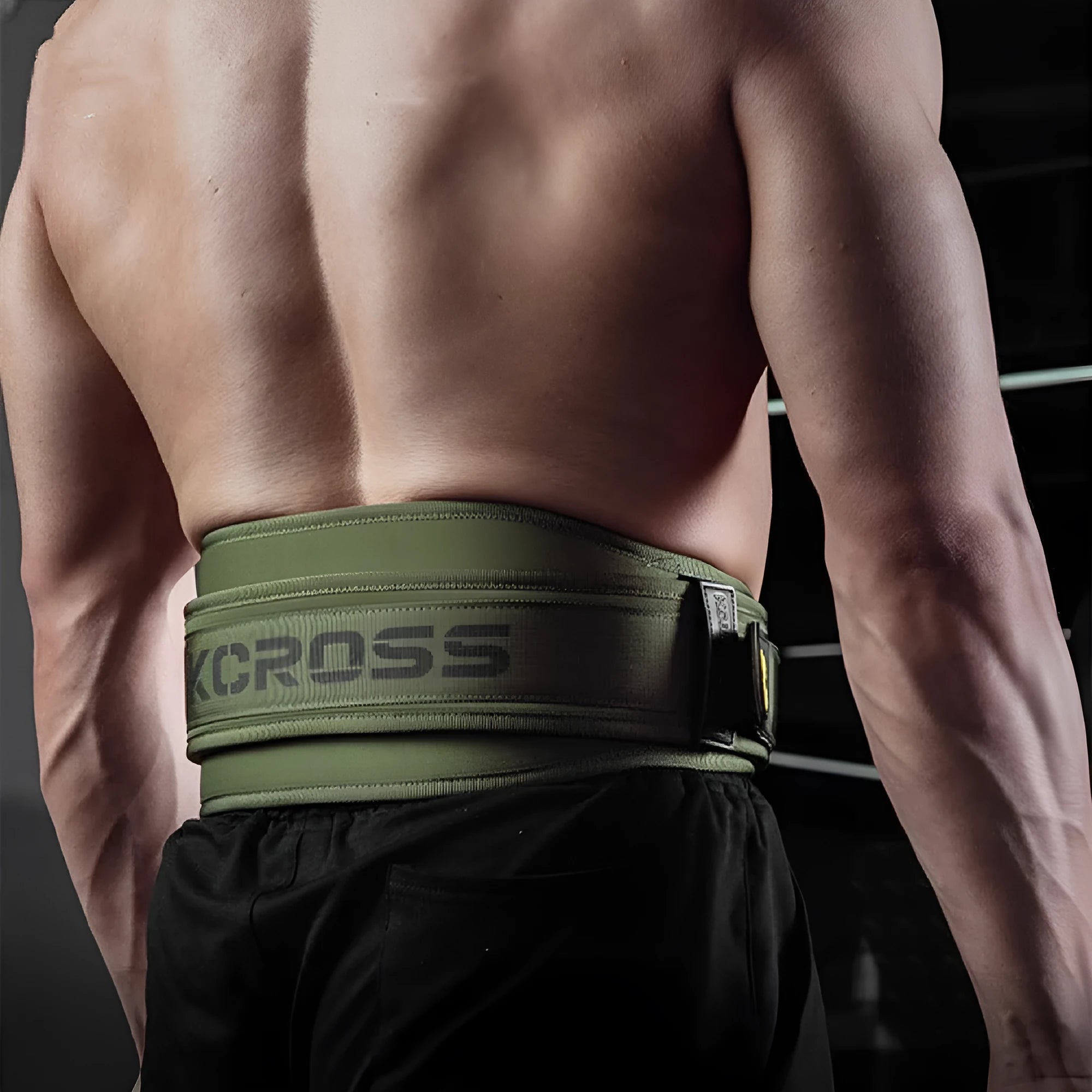 Men's squat pull weight-bearing belt in Army Green, ethylene foam, sizes S M L