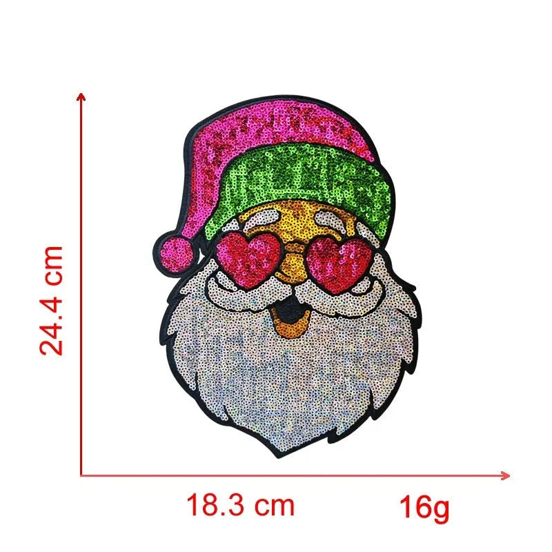 Christmas tree old man head cartoon towel embroidery cloth patch in brown and white