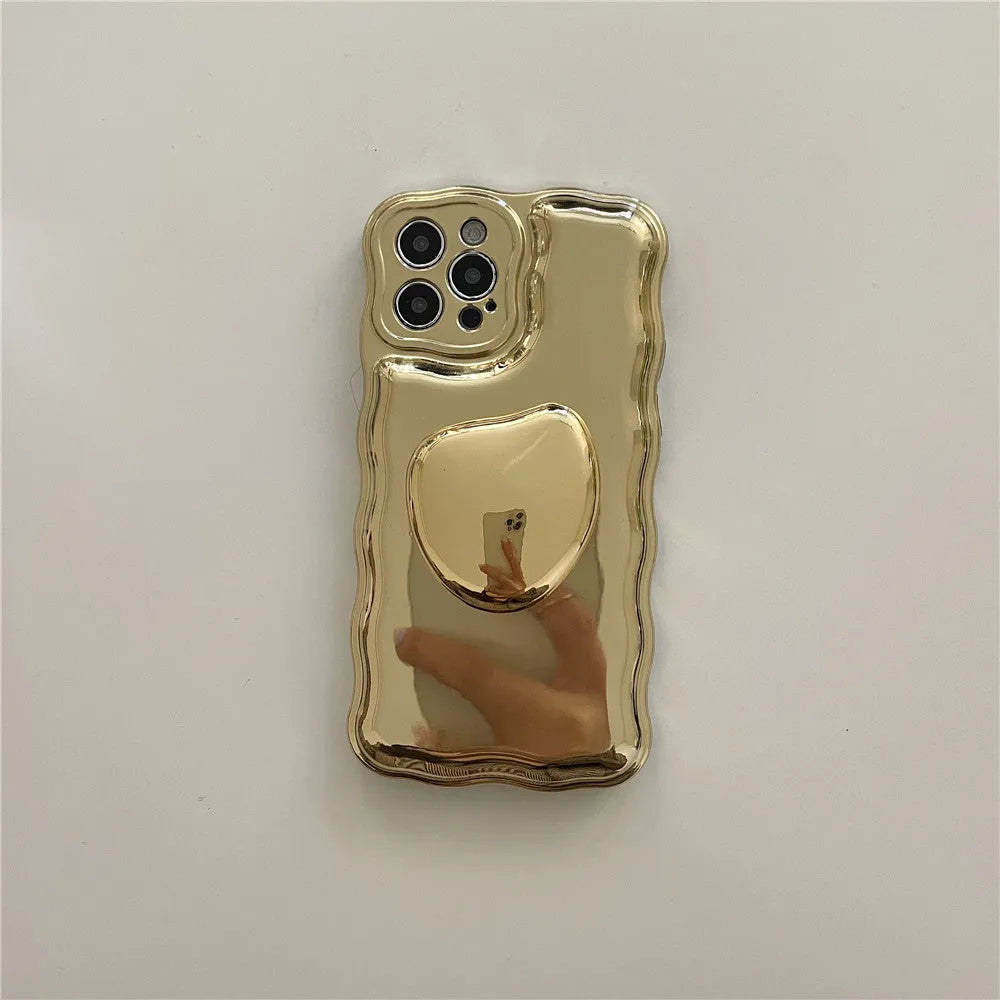 Gold bracket plastic electroplating air cushion phone case for iPhone 11 12 13 14 Pro Max