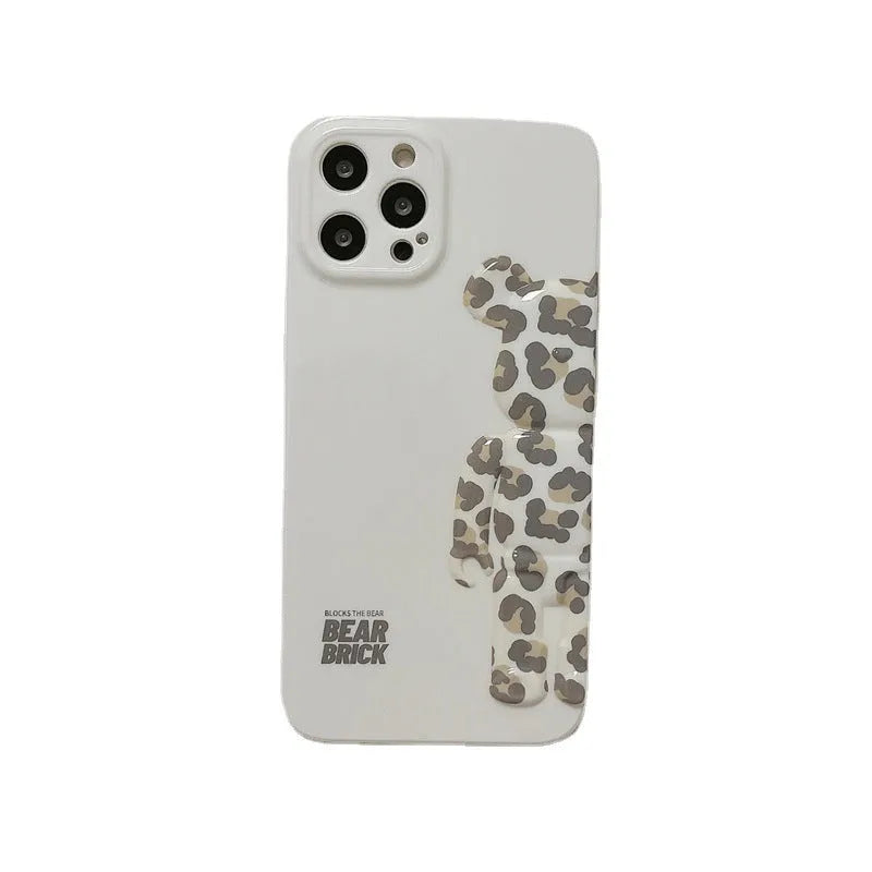 White leopard print 13 mobile phone case for iPhone 13 with plastic back cover and IMD pattern