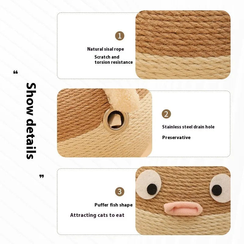 Sisal hemp puffer leakage feeder cube toy 15cm for dogs and cats