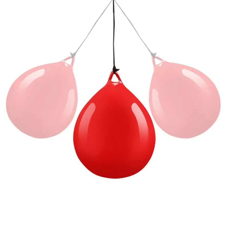 Red water filled PVC boxing reaction ball with hook rope for speed training