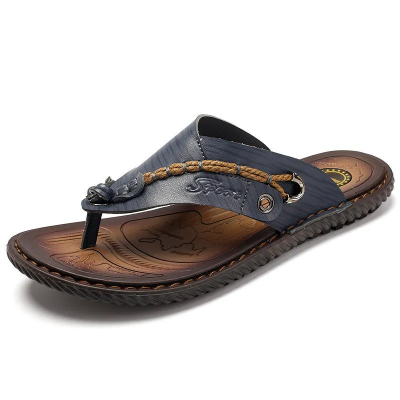 Men's lightweight non-slip slippers in PU leather available in four colours.