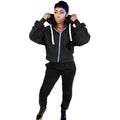 Women's casual two-piece suit with polar fleece pullover top and matching solid colour trousers