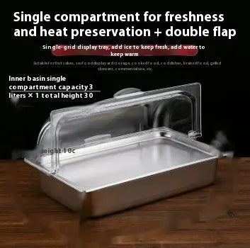 Stainless steel commercial display box with multiple grid configurations for food presentation