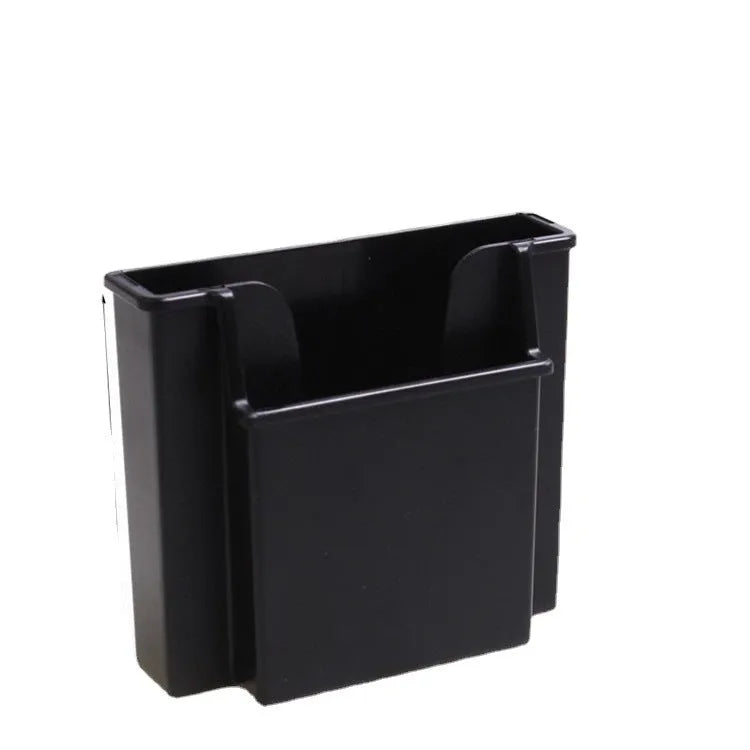 Black ABS car vent mobile phone storage box with card holder slot and adhesive sticker mounts