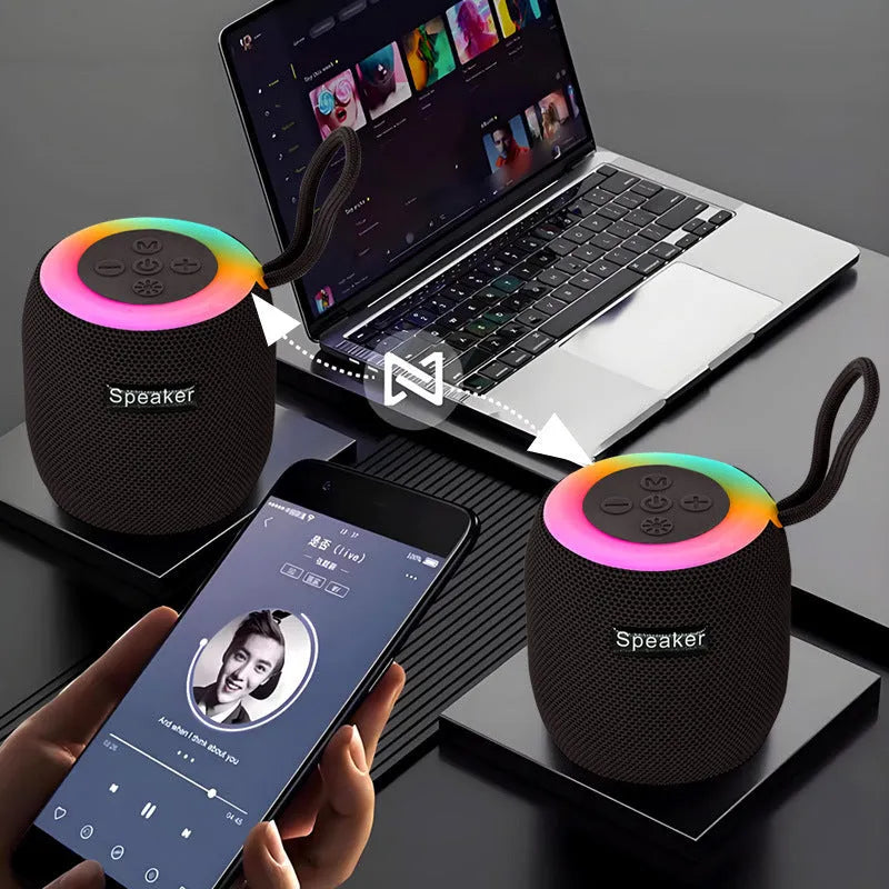 Outdoor cycling wireless portable Bluetooth speaker in red, waterproof, with LED lighting and USB power