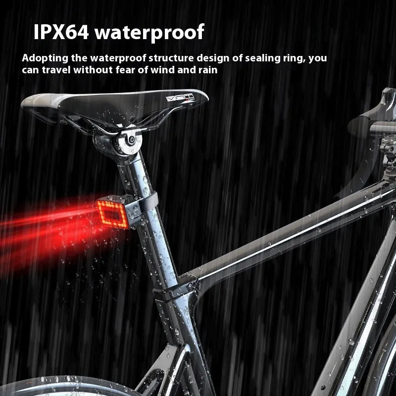 Compact black radar bicycle taillight with dual mount bracket on a bike seat post