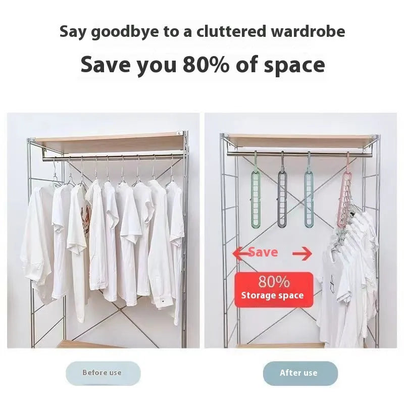 Plastic nine-hole trouser hanger in modern design with seamless folding rack construction