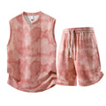 Sleeveless vest and matching shorts casual two-piece set in a quick-dry fabric.