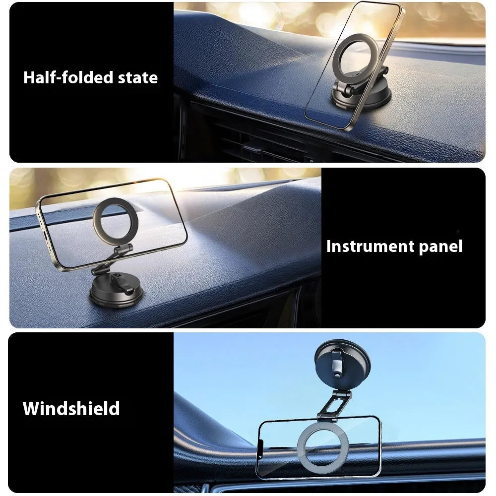 Black H154 car magnetic phone holder with suction cup mount for windscreen or dashboard