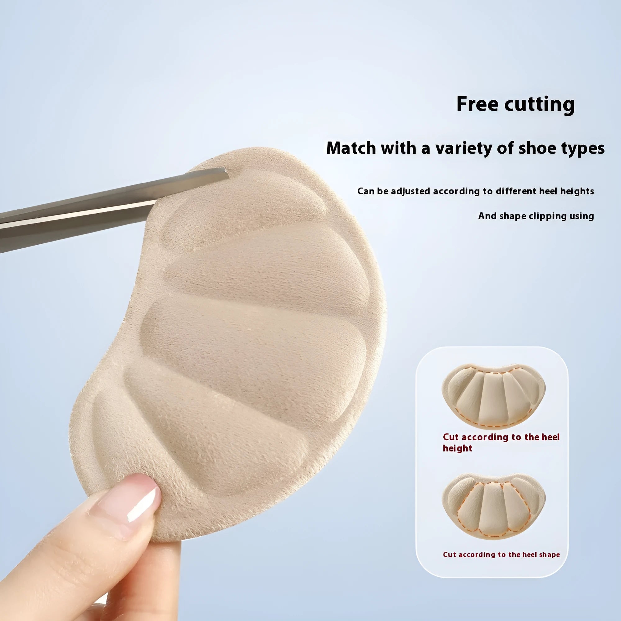 Three pairs of camel coloured anti-slip heel cushion pads for women's shoes