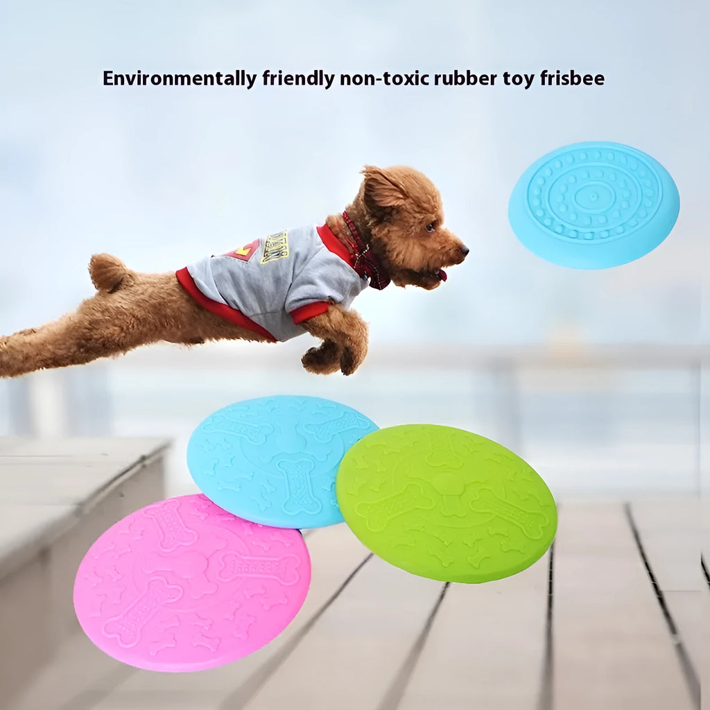 Plastic dog frisbee disc toy in multiple colour options for outdoor fetch games with pets