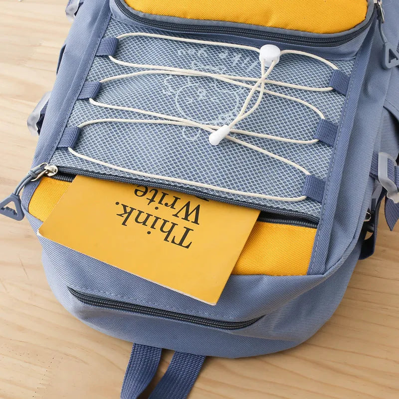 Lightweight student backpack with curved shoulder straps in solid colour options