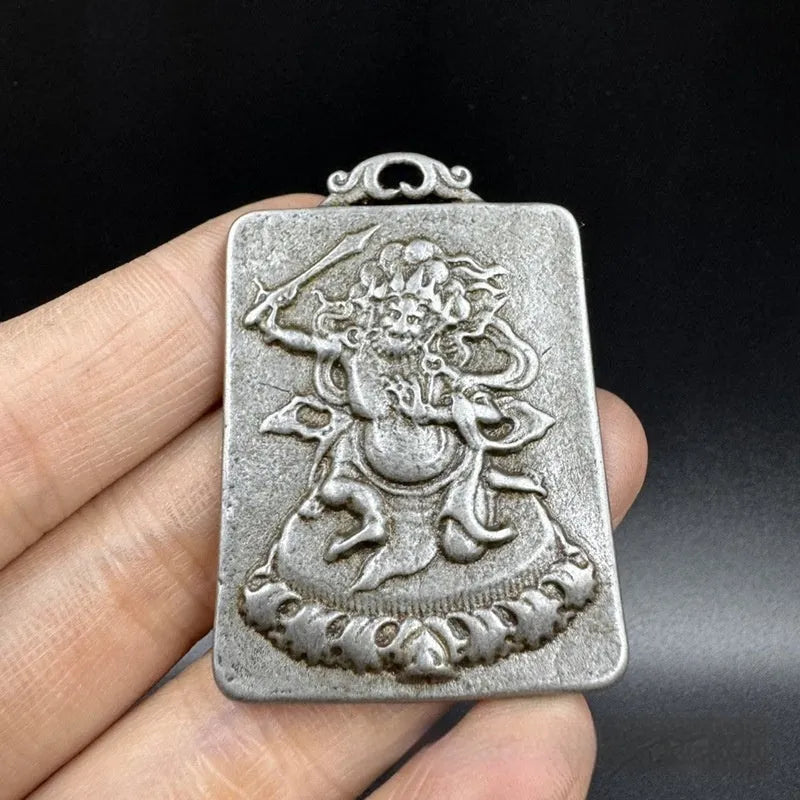 Iron metal pendant with Chinese geometric design of Aryaacalanatha Yamantaka