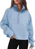 Women's loose fit fleece-lined sweater with raglan sleeves in solid colour