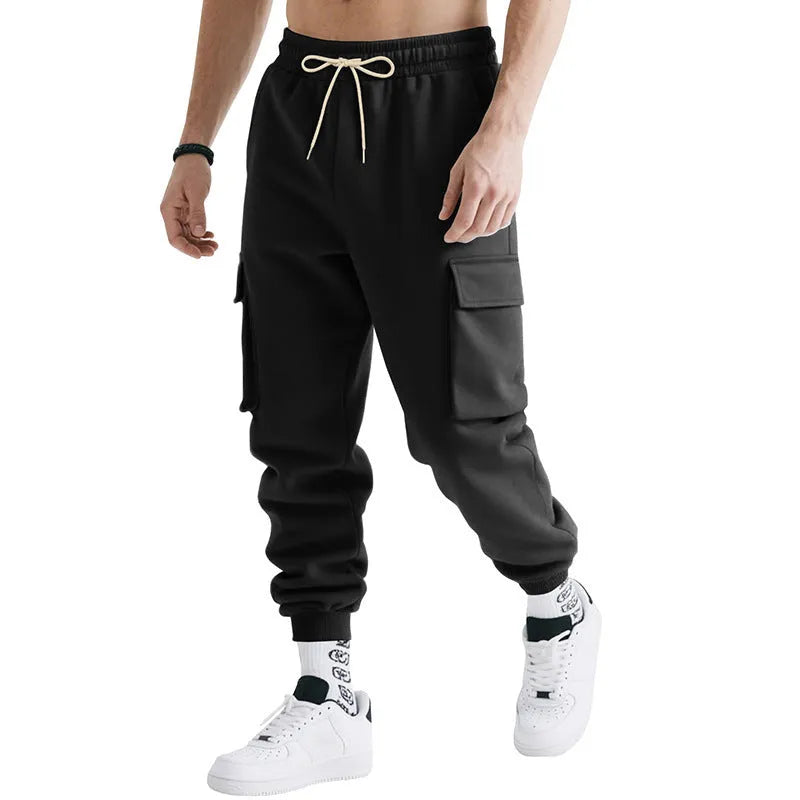 Men's loose fit multi-pocket work trousers in elastic fabric available in multiple colours and sizes