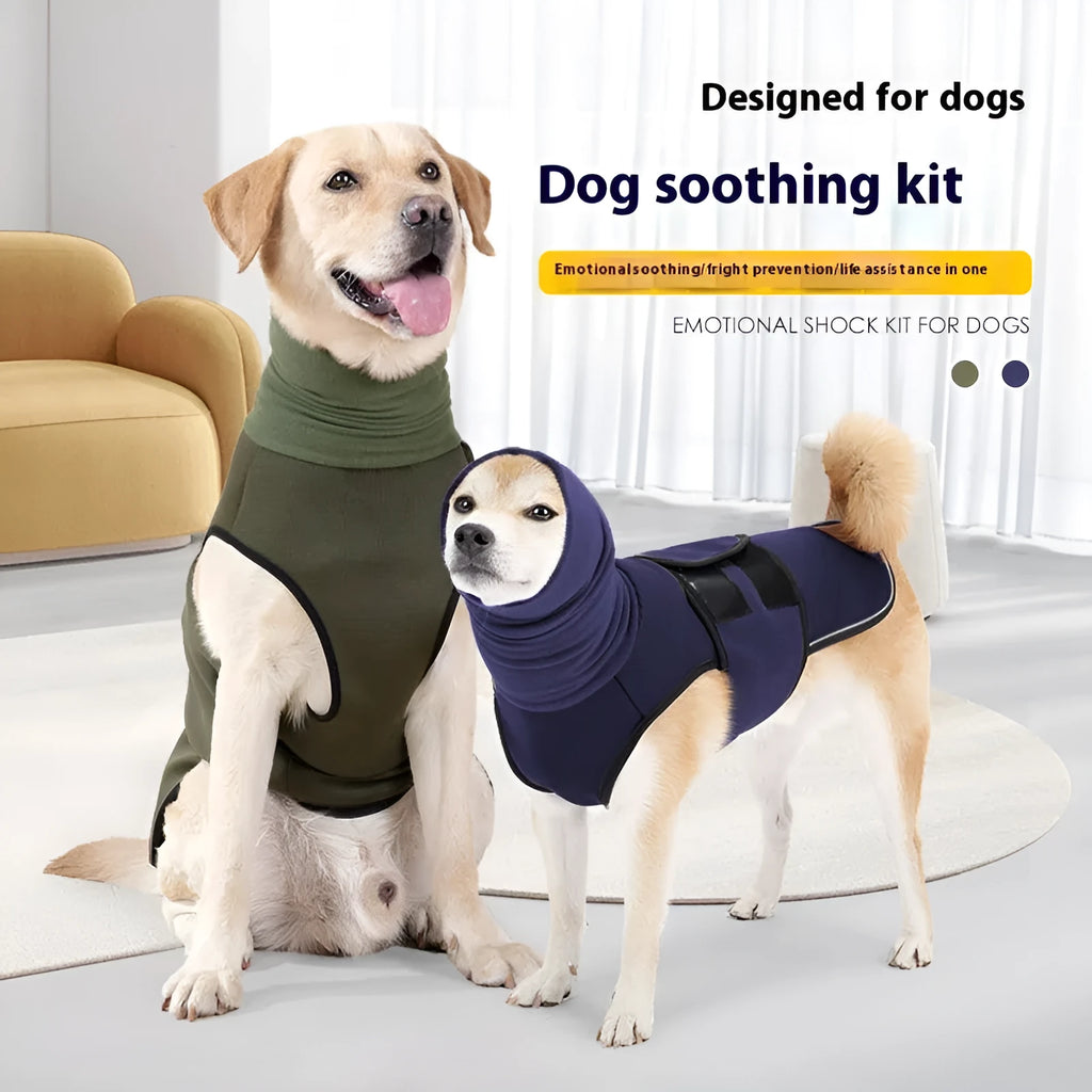 Polyester dog anti-anxiety jacket in Army Green colour for mood soothing