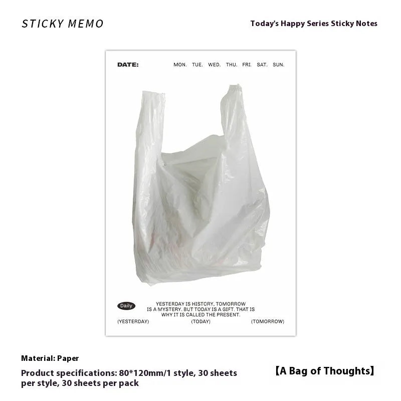 Happy Series Message Sticky Notes 30-page memo pad in soft colours measuring 120x80mm