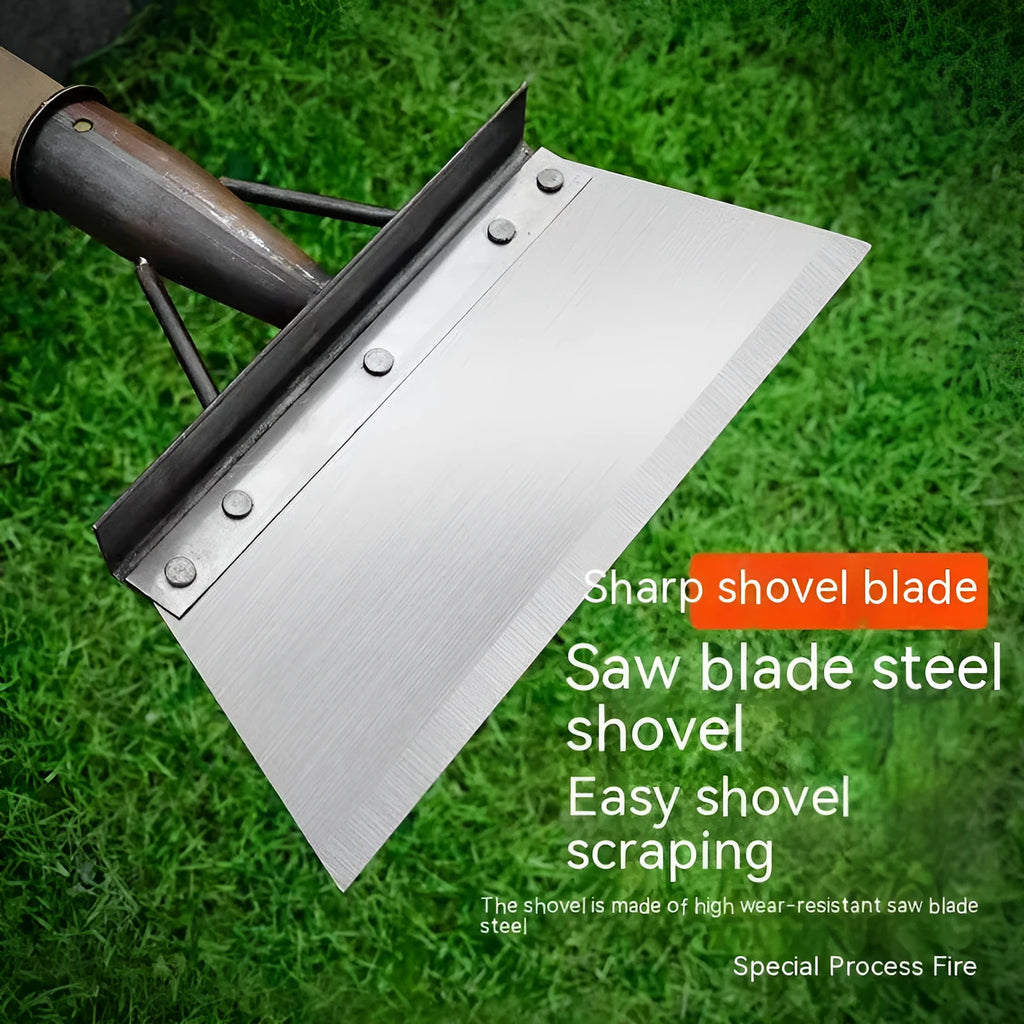Manganese steel cleaning shovel with thickened construction in one of five size options from 210mm to 300mm