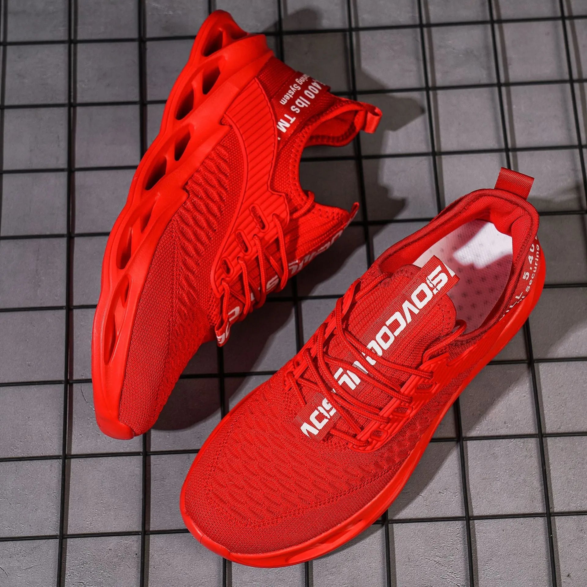Women's casual FlyKnit shoe in a solid colour, showing mesh upper, round toe, and flat heel.