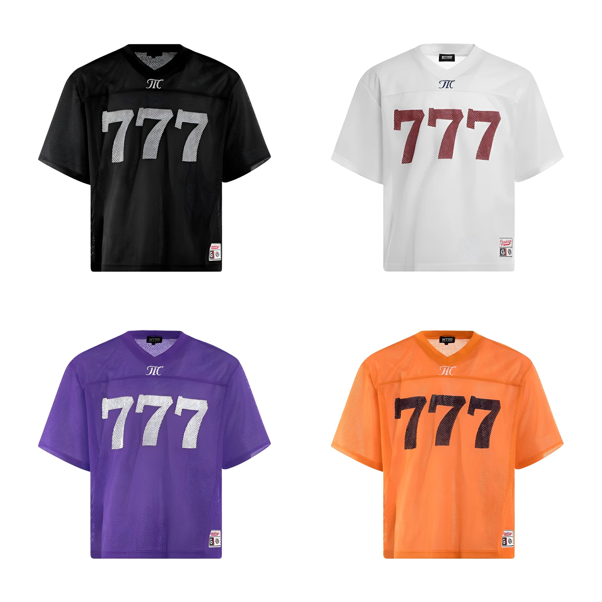 Man's loose fit retro style t-shirt in purple, shown on a hanger.