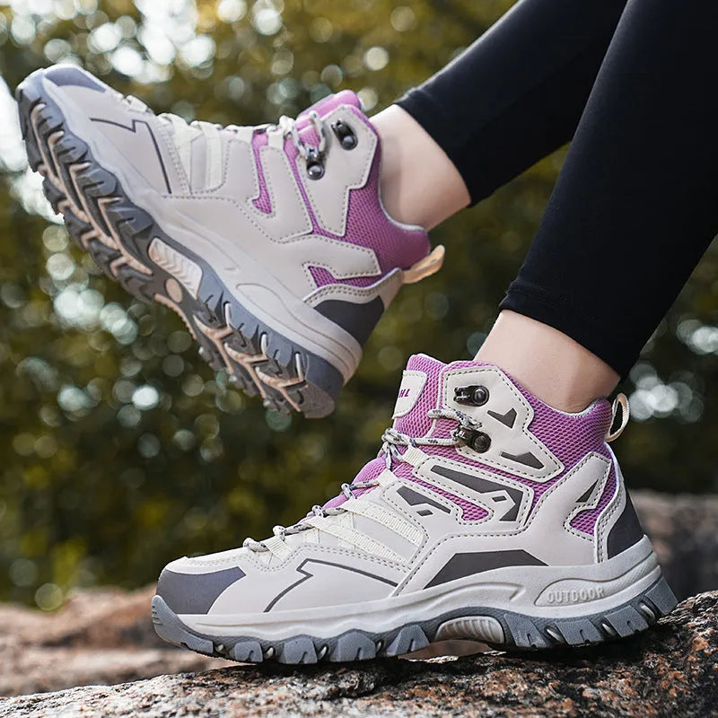 Low-top lace-up hiking sneaker in multiple colours with a flannel upper and rubber sole.