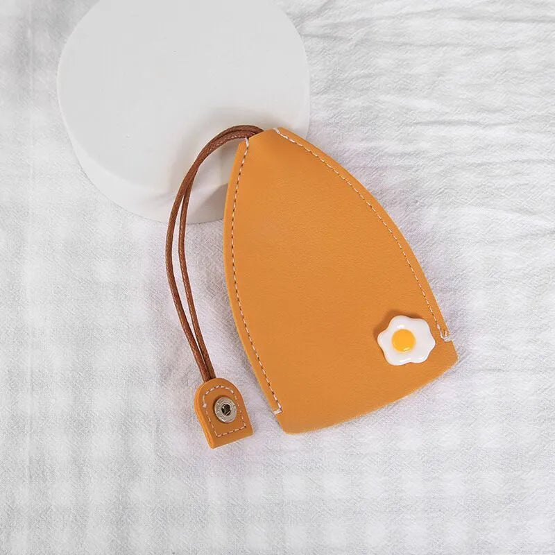Colourful cartoon PU leather pull-out key case for car keys, shown open and closed