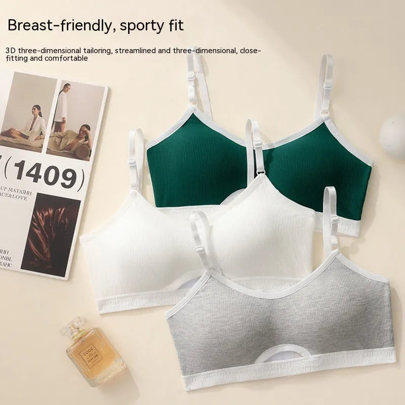 Sports tube top underwear set with contrast colour back and removable moulded cups