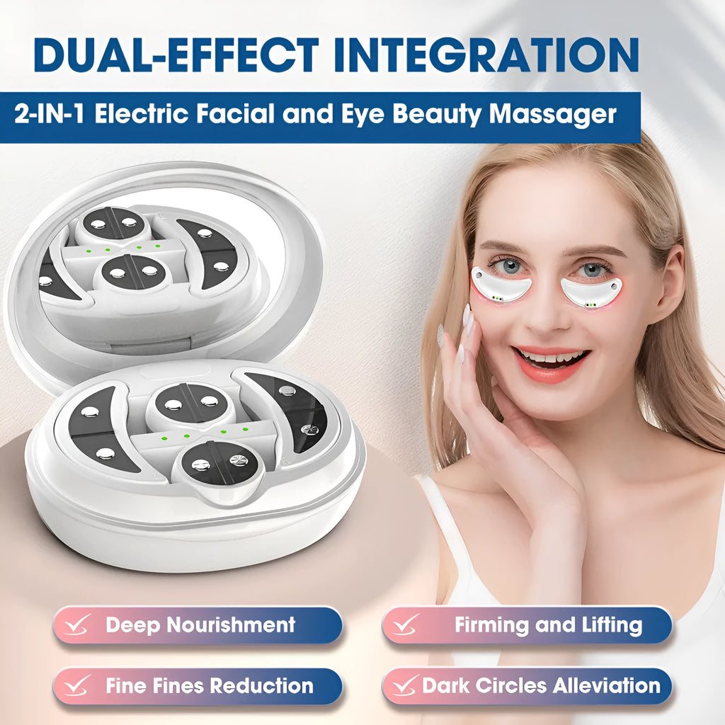 White wireless red light EMS eye massager for facial beauty treatment